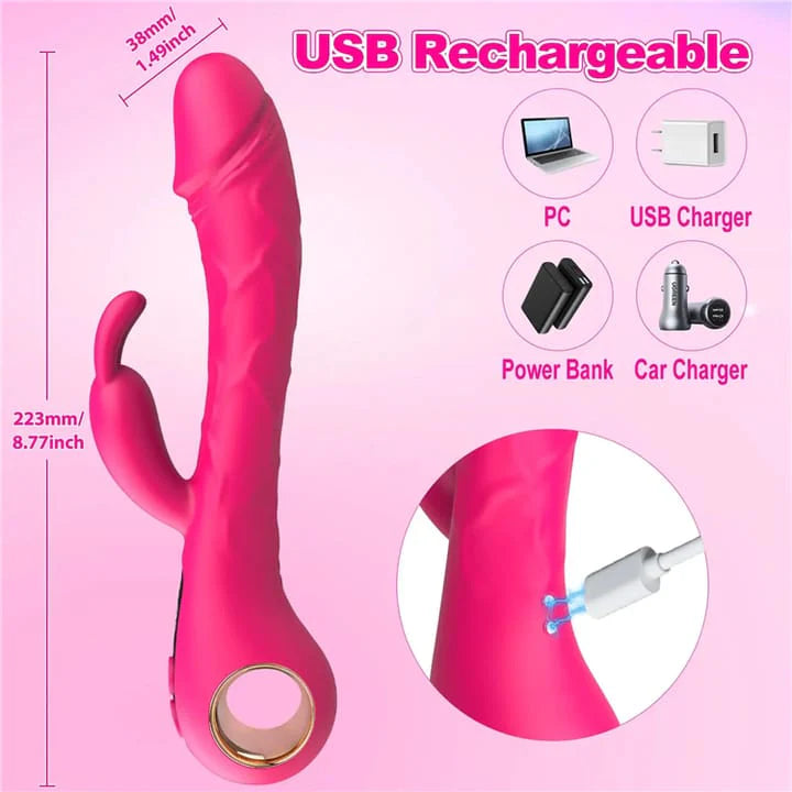 Women - 2IN1 Adult Toys, 9 Vibration Modes, G-Spot Vibrator Rose, Sex Toys, Sex Products